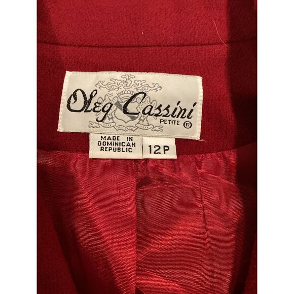 Red 100% Wool Oleg Cassini Vintage blazer, size 12 Petite - Picture 8 of 10
